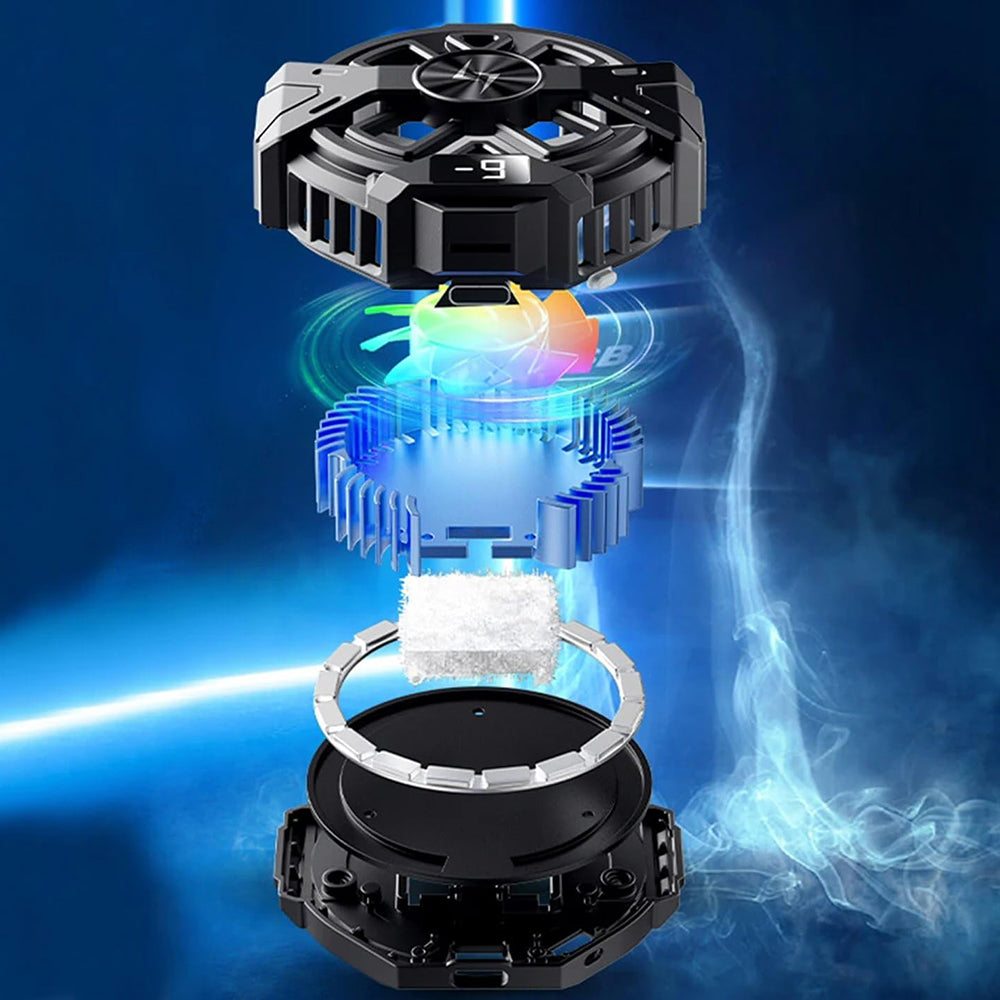 Techsuit - Phone Cooler (P60) - Magnetic, RGB Lights, Temperature Display, Low Noise, Two Speeds, for iOS and Android - 