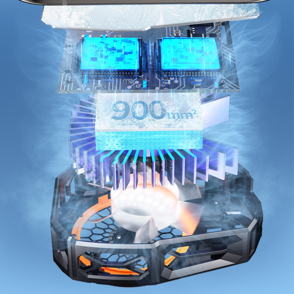 Techsuit - Phone Cooler (SL16) - with Gear Button, Temperature Display, Silicone Clamping Arm, Two Speeds, Universal - B