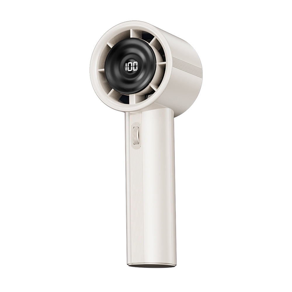 Techsuit - Handheld Mini Fan (CT-111) - Portable, Adjustable, Rechargeable, Digital Display, 10W - White