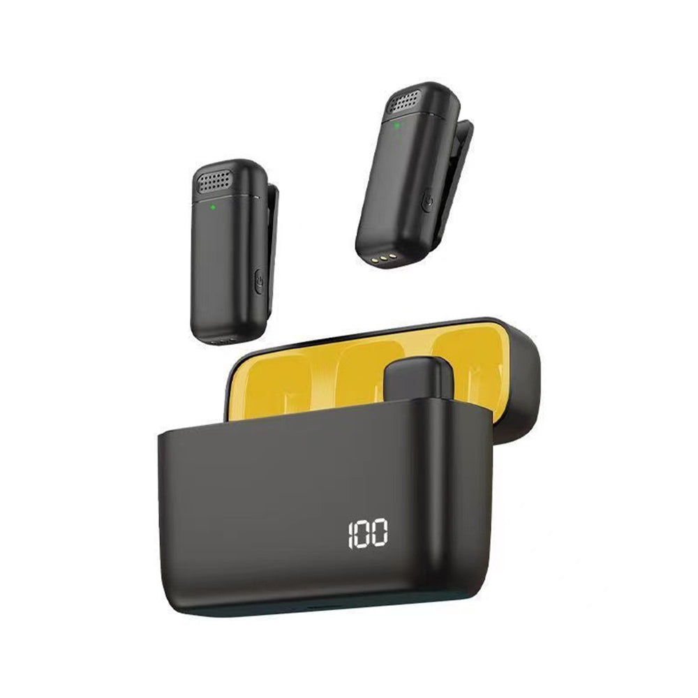 Techsuit - (2 pack) Lavalier Wireless (LW3) - with Receiver, Lightning, Noise Reduction, 70mAh, Plug and Play - Black