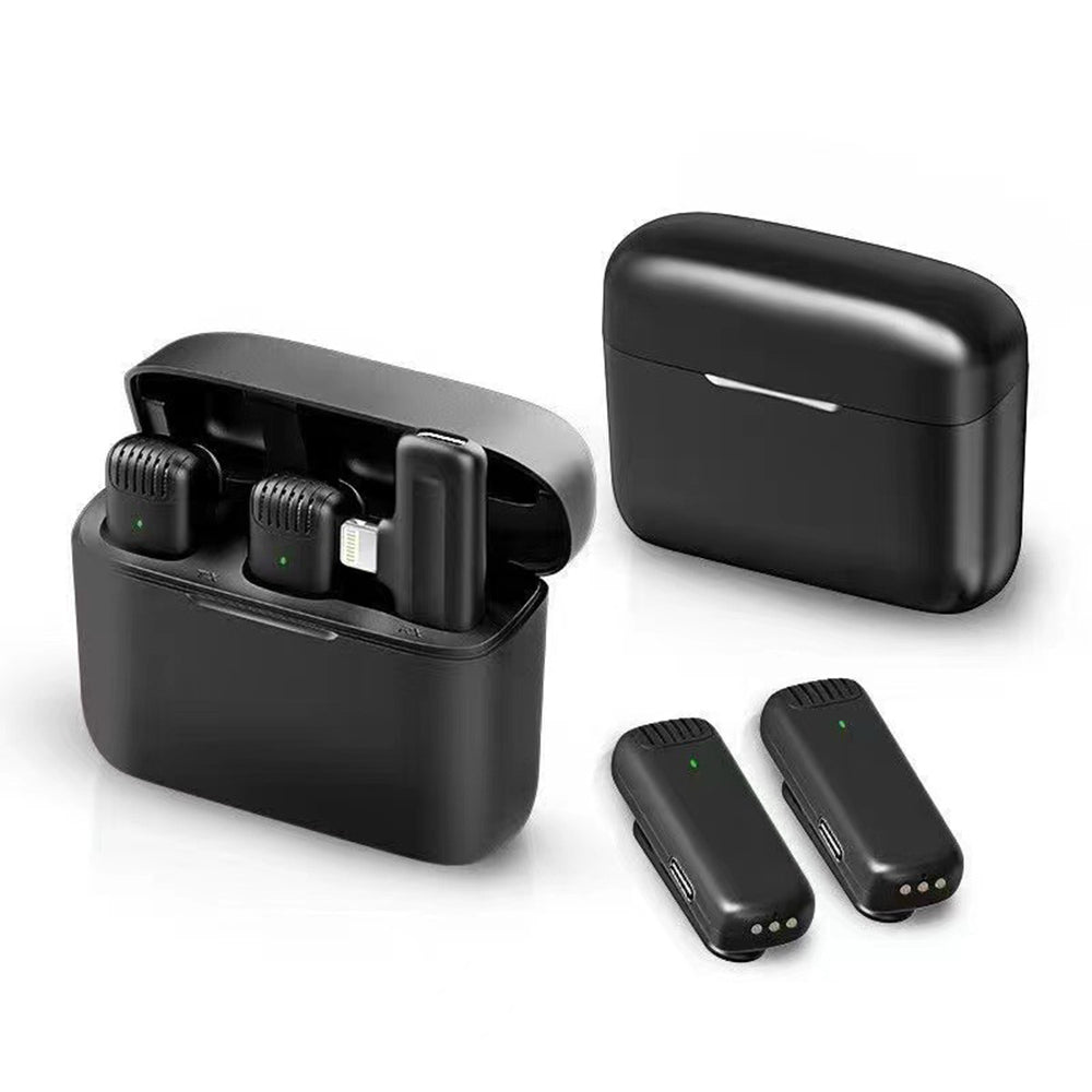 Techsuit - (2 pack) Lavalier Wireless (LW4) - Receiver, Lightning, Noise Reduction, Omnidirectional, Plug and Play - Bla