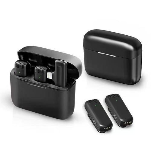 Techsuit - (2 pack) Lavalier Wireless (LW4) - Receiver, Lightning, Noise Reduction, Omnidirectional, Plug and Play - Bla