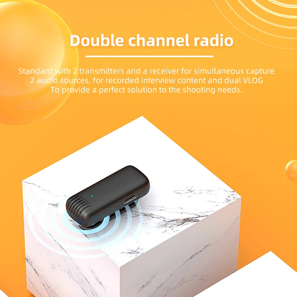 Techsuit - (2 pack) Lavalier Wireless (LW4) - Receiver, Lightning, Noise Reduction, Omnidirectional, Plug and Play - Bla
