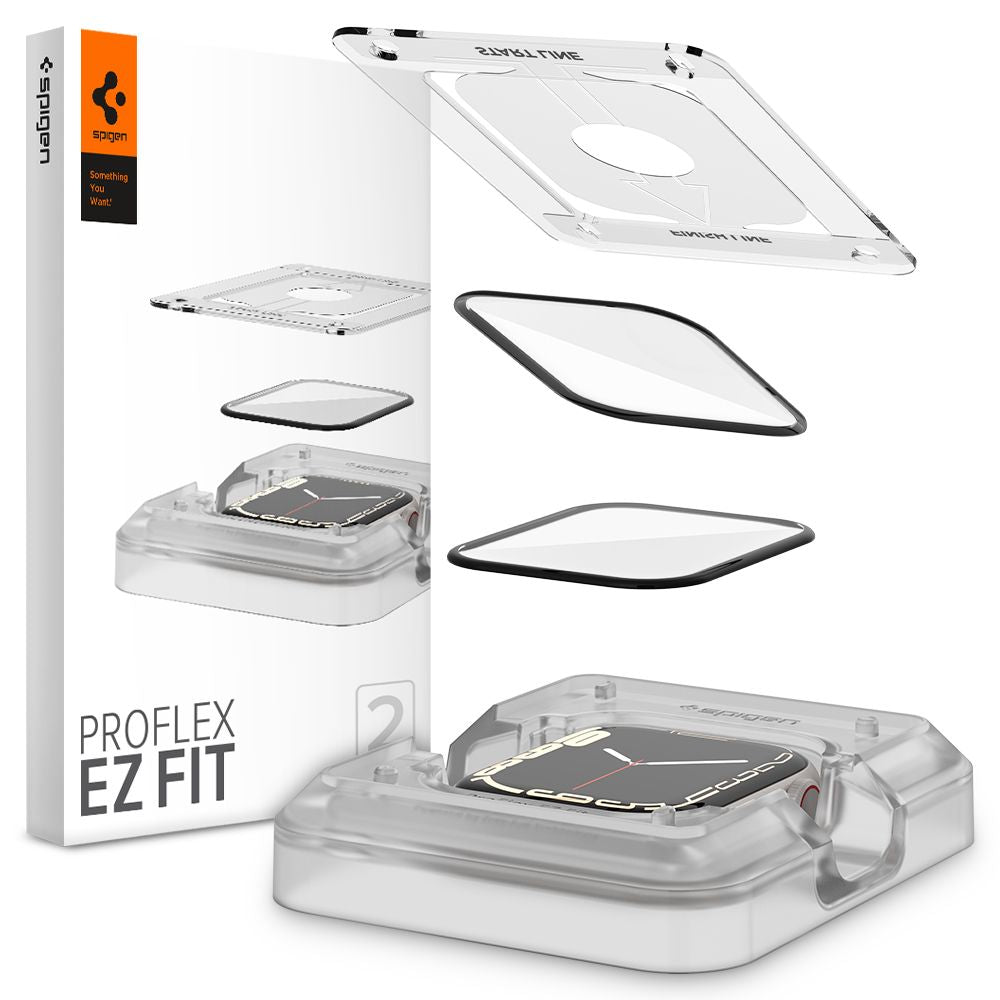 Spigen - (2 pack) ProFlex EZ Fit (AFL04051) - Apple Watch 7 / 8 / 9 (45mm) - Black