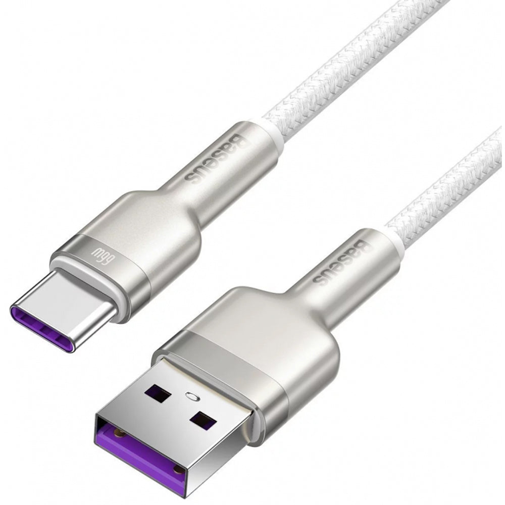 Baseus - Data Cable Cafule Series Metal (CAKF000102) - USB to Type-C Fast Charging, 66W, 6A, 1m - White