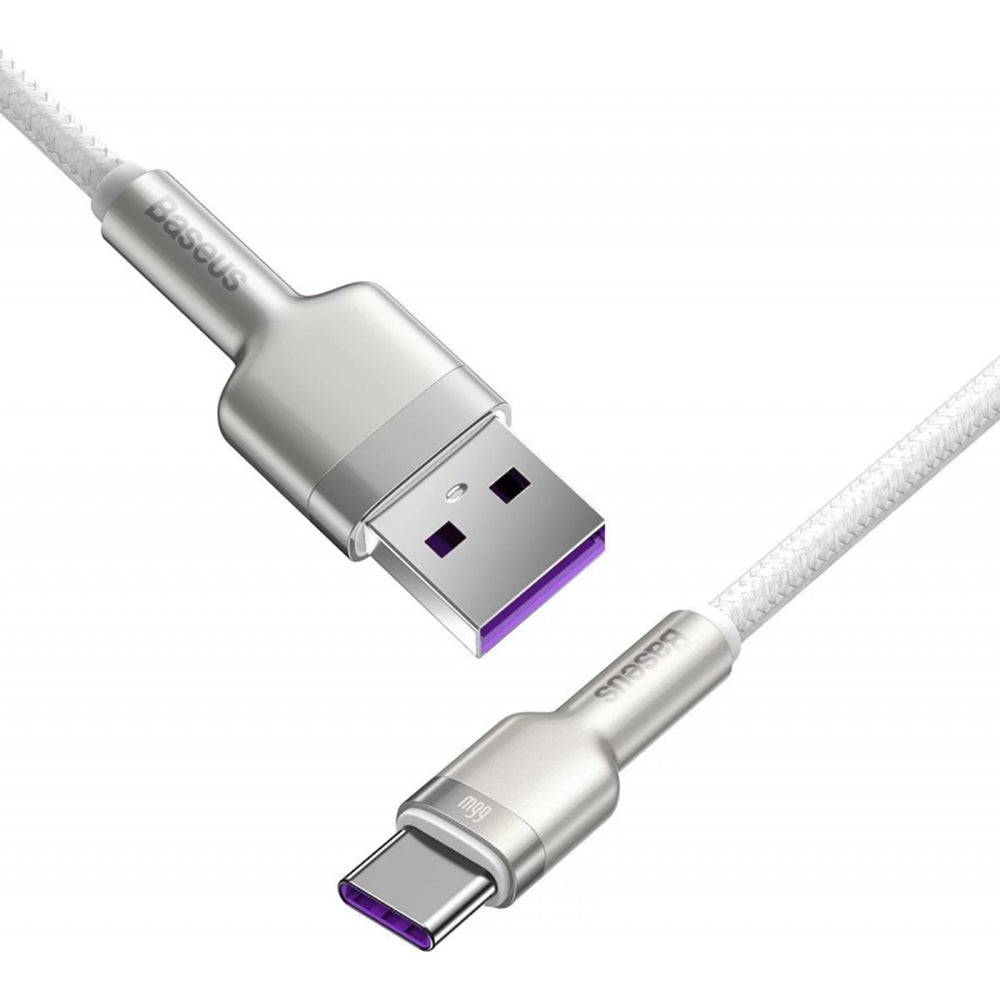 Baseus - Data Cable Cafule Series Metal (CAKF000102) - USB to Type-C Fast Charging, 66W, 6A, 1m - White