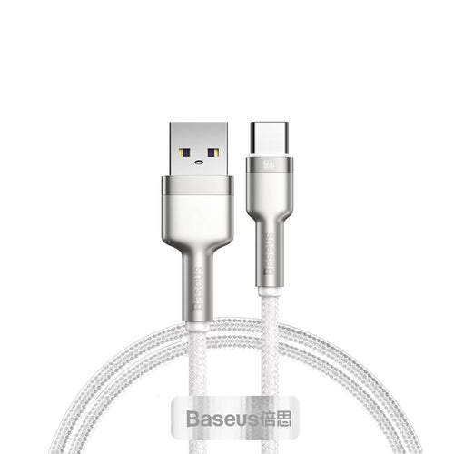 Baseus - Data Cable Cafule Series Metal (CAKF000102) - USB to Type-C Fast Charging, 66W, 6A, 1m - White