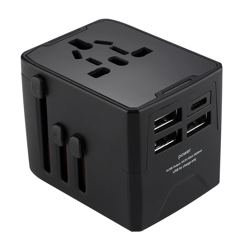 TechSuit Incarcator Techsuit Travel Adapter (HHT520), 3 x USB, Type-C, EU, UK, AUS, US, Negru