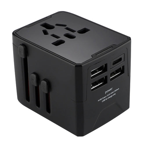 TechSuit Incarcator Techsuit Travel Adapter (HHT520), 3 x USB, Type-C, EU, UK, AUS, US, Negru