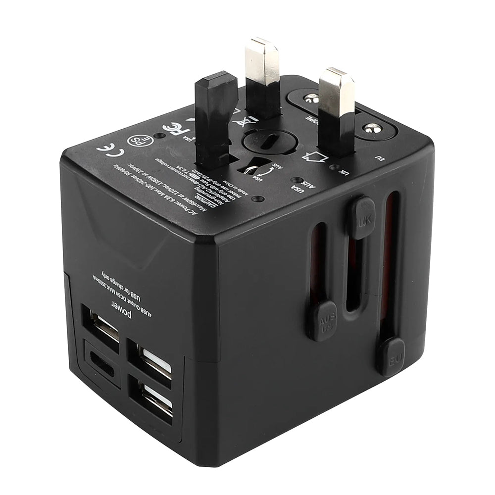 TechSuit Incarcator Techsuit Travel Adapter (HHT520), 3 x USB, Type-C, EU, UK, AUS, US, Negru – imagine 2