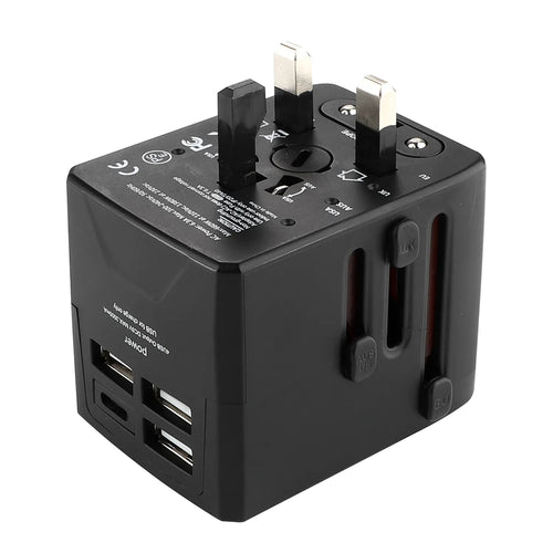 TechSuit Incarcator Techsuit Travel Adapter (HHT520), 3 x USB, Type-C, EU, UK, AUS, US, Negru – imagine 2