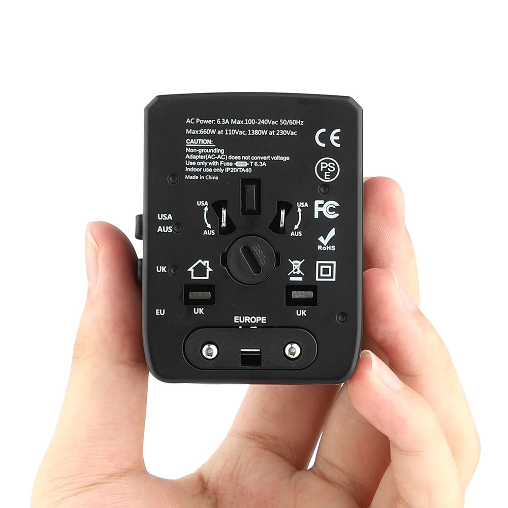 TechSuit Incarcator Techsuit Travel Adapter (HHT520), 3 x USB, Type-C, EU, UK, AUS, US, Negru – imagine 3
