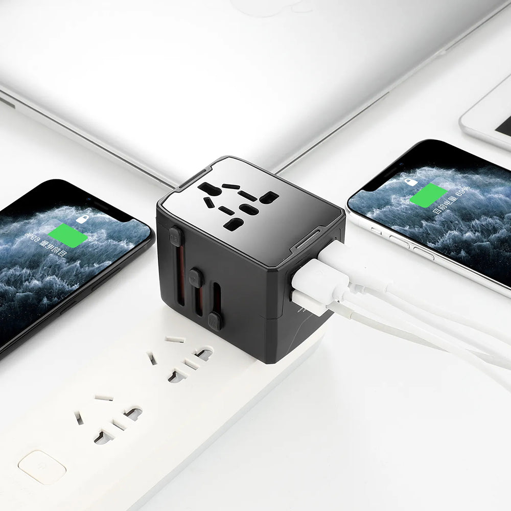TechSuit Incarcator Techsuit Travel Adapter (HHT520), 3 x USB, Type-C, EU, UK, AUS, US, Negru – imagine 4