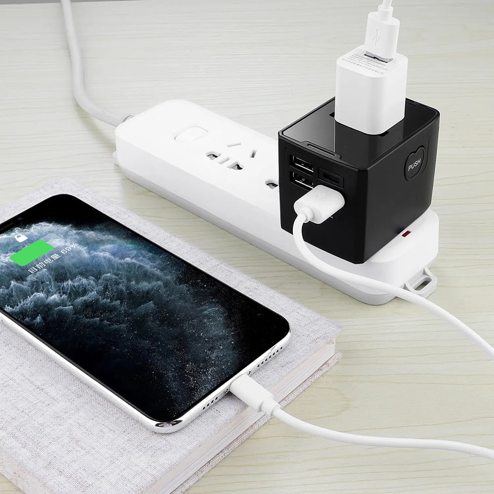 TechSuit Incarcator Techsuit Travel Adapter (HHT520), 3 x USB, Type-C, EU, UK, AUS, US, Negru – imagine 5