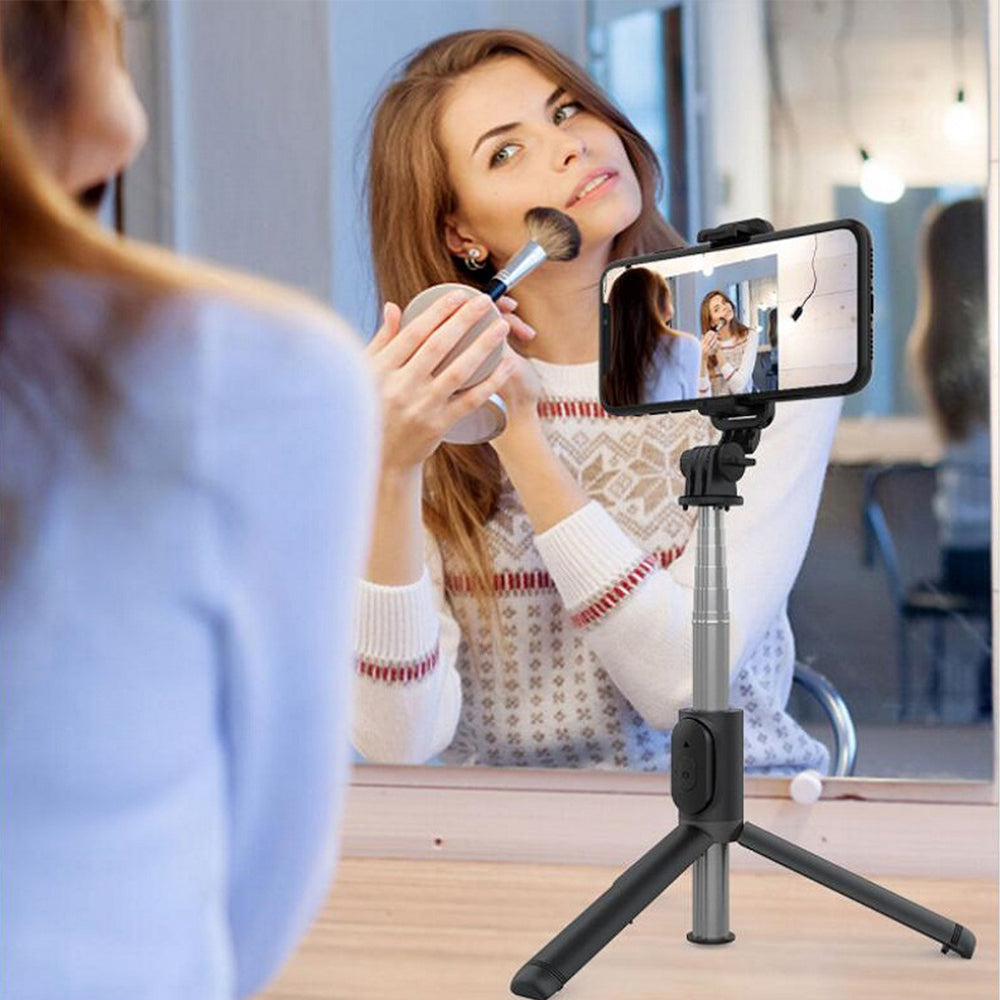 Techsuit - Selfie Stick (Q01) - with Bluetooth Remote Control and Stable Tripod Mount, 101cm - White