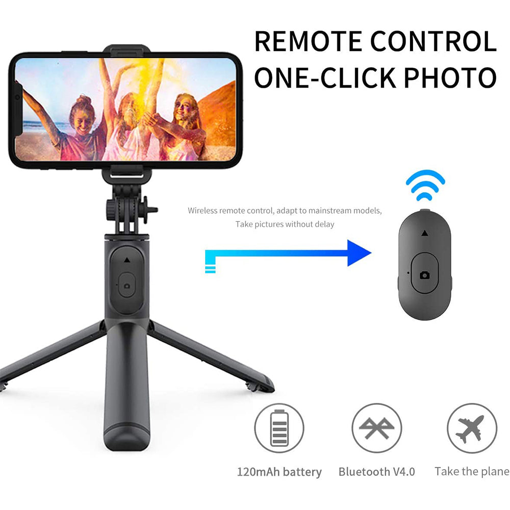 Techsuit - Selfie Stick (Q01) - with Bluetooth Remote Control and Stable Tripod Mount, 101cm - White