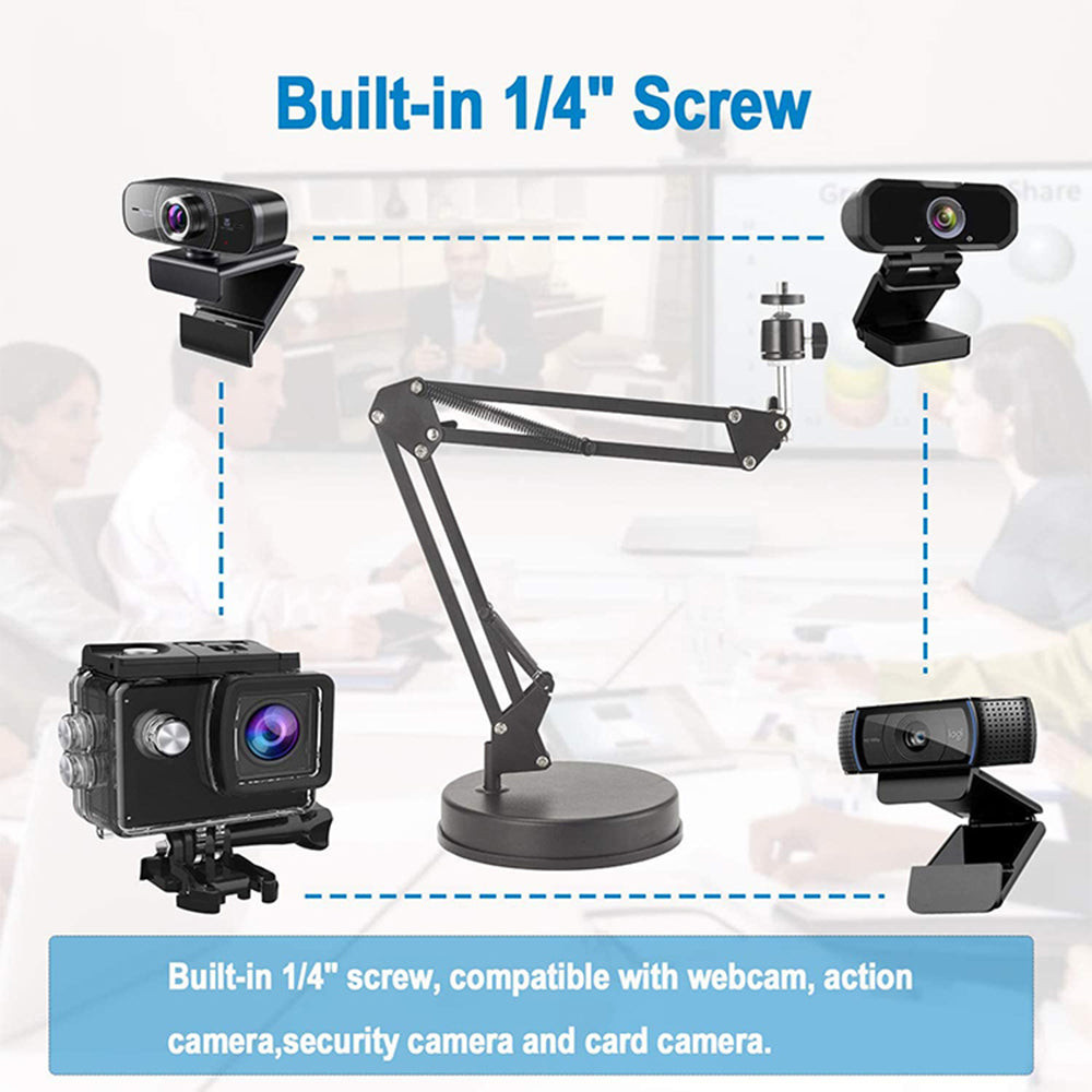 Techsuit - Desk Holder (GT6) - Adjustable Arm for Multipurpose Use with 1/4" Screw Compatibility - Black