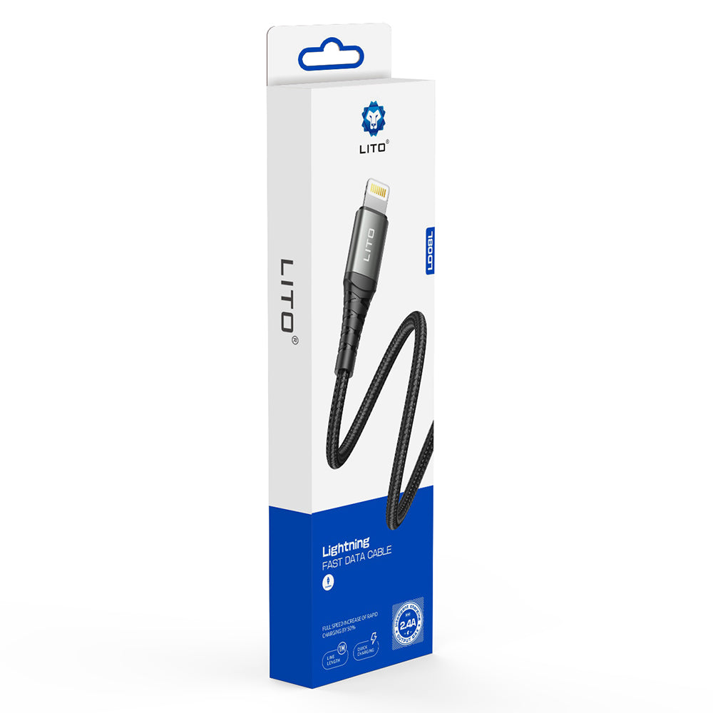 Lito - Data Cable (LD08L) - USB-A to Lightning, Fast Charging, 2.4A, 1m - Black