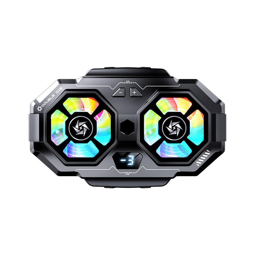 Techsuit - Phone Cooler (SL22) - Twin Turbine, with LED Digital Display, RGB Lights, Gear Button, Fast Cooling - Black