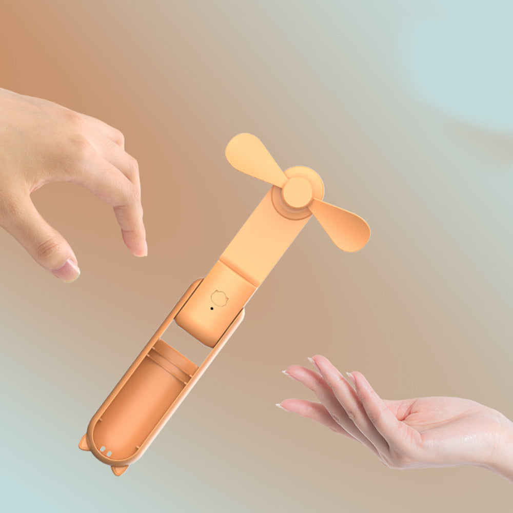 Techsuit - Mini Portable Hand Fan (HZ001) - 2000mAH, USB Rechargeable, 3 Speeds Adjustable - Brown