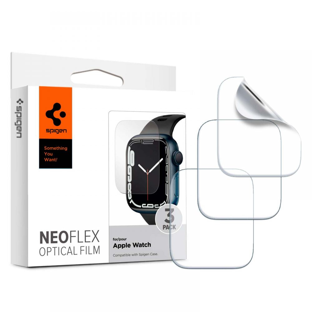 Spigen - (3 pack) Neo Flex (AFL04049) - Apple Watch 4 / 5 / 6 / SE / SE 2 / 7 / 8 / 9 (44mm / 45mm) - Clear