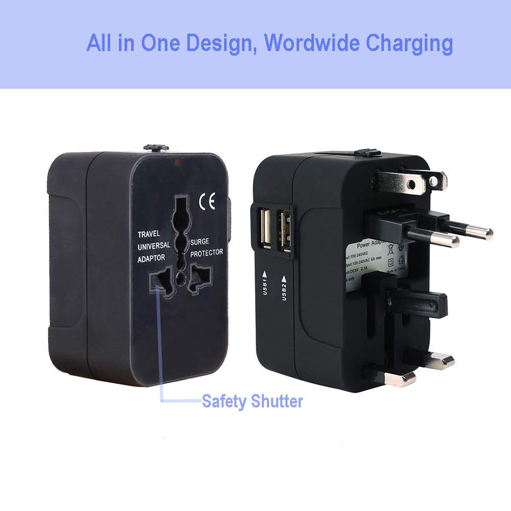 TechSuit Incarcator Techsuit Travel Adapter (HHT202), 2 x USB, EU, UK, AUS, US, Alb – imagine 4