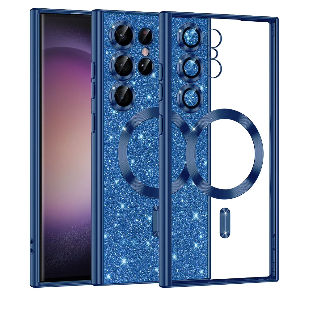 Husa de protectie Techsuit Luxury Glitter MagSafe compatibil cu Samsung Galaxy S23 Ultra, Albastru