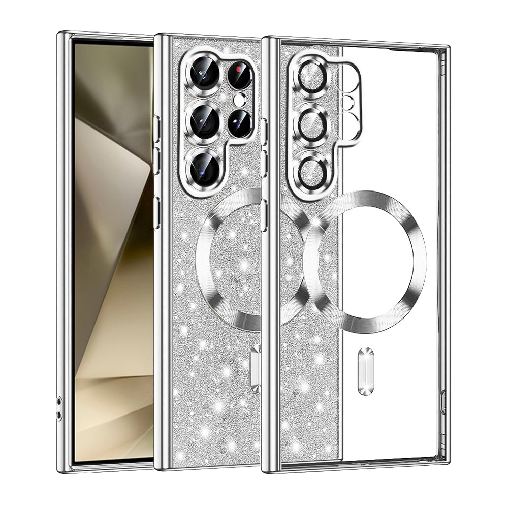Husa de protectie Techsuit Luxury Glitter MagSafe compatibil cu Samsung Galaxy S22 Ultra 5G, Argintiu
