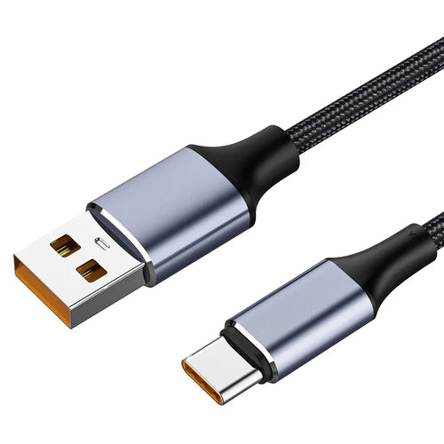 Techsuit - Data Cable (PCB018) - USB-A to Type-C, Super Fast Charging, 100W, 480Mbps, 6A, Nylon, Aluminum Alloy, 1m - Bl