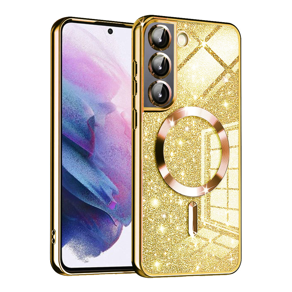 Husa de protectie Techsuit Luxury Glitter MagSafe compatibil cu Samsung Galaxy S21 FE 5G, Auriu