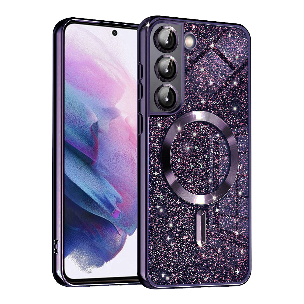 Husa de protectie Techsuit Luxury Glitter MagSafe compatibil cu Samsung Galaxy S21 5G, Mov