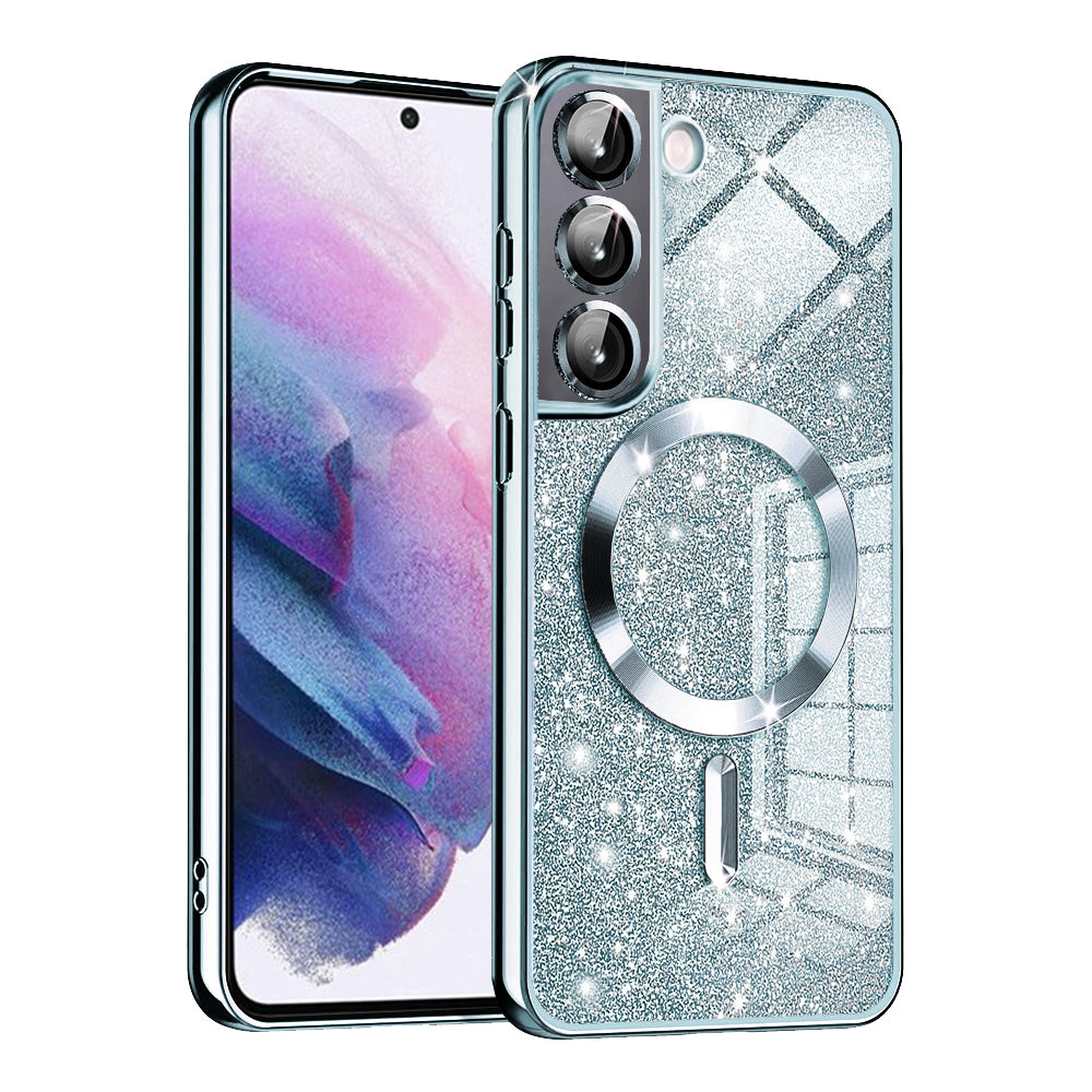 Husa de protectie Techsuit Luxury Glitter MagSafe compatibil cu Samsung Galaxy S21 5G, Albastru