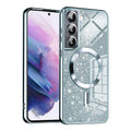 Husa de protectie Techsuit Luxury Glitter MagSafe compatibil cu Samsung Galaxy S21 5G, Albastru