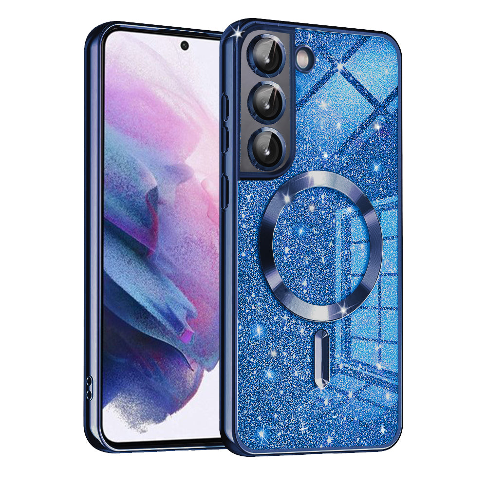 Husa de protectie Techsuit Luxury Glitter MagSafe compatibil cu Samsung Galaxy S21 5G, Albastru