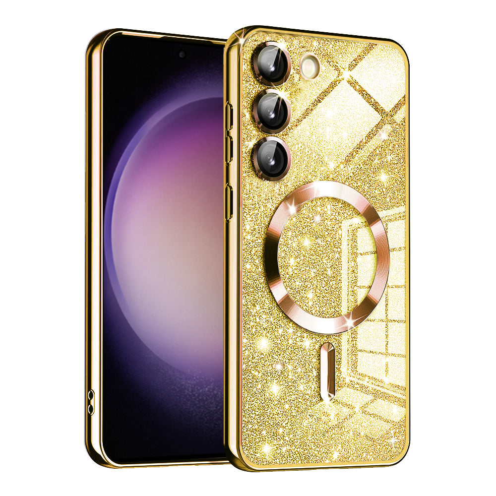 Husa de protectie Techsuit Luxury Glitter MagSafe compatibil cu Samsung Galaxy S23, Auriu