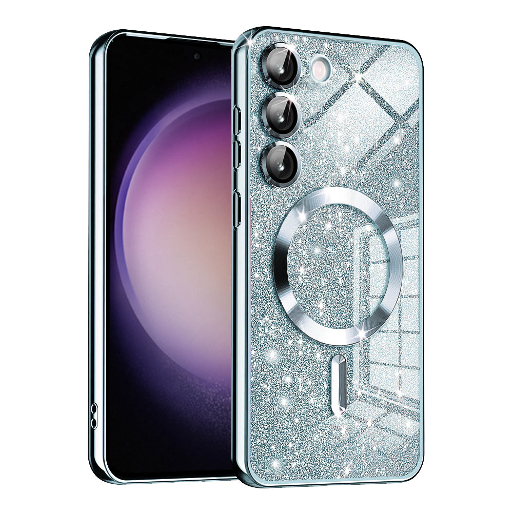 Husa de protectie Techsuit Luxury Glitter MagSafe compatibil cu Samsung Galaxy S23, Albastru