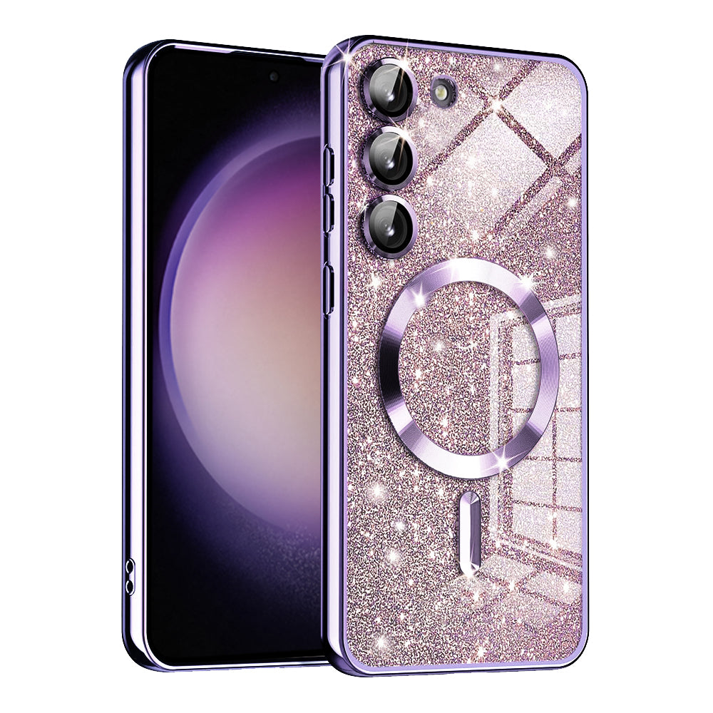 Husa de protectie Techsuit Luxury Glitter MagSafe compatibil cu Samsung Galaxy S23, Mov deschis