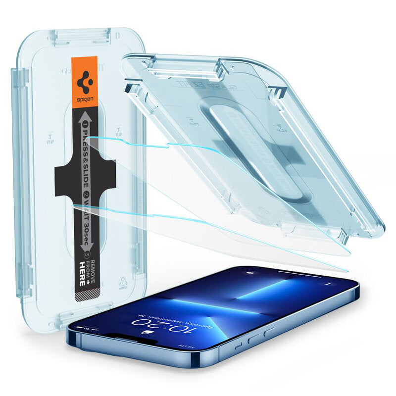 Spigen - (2 pack) Glas.tR EZ-FIT (AGL03385) - iPhone 13 / iPhone 13 Pro / iPhone 14 / iPhone 16e / iPhone 17e - Clear
