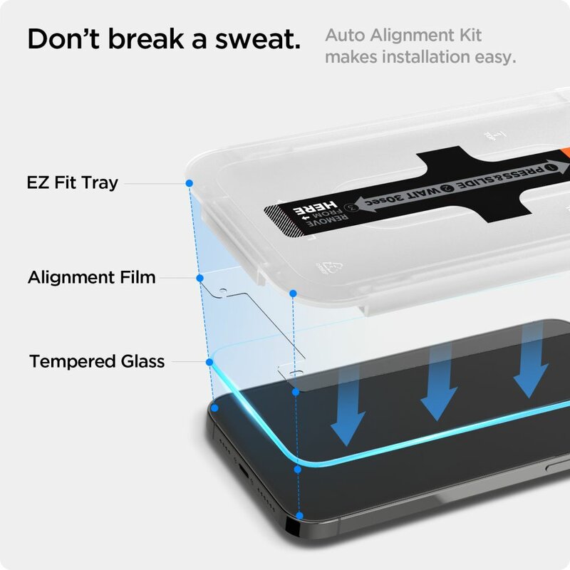 Spigen - (2 pack) Glas.tR EZ-FIT (AGL03385) - iPhone 13 / iPhone 13 Pro / iPhone 14 / iPhone 16e / iPhone 17e - Clear