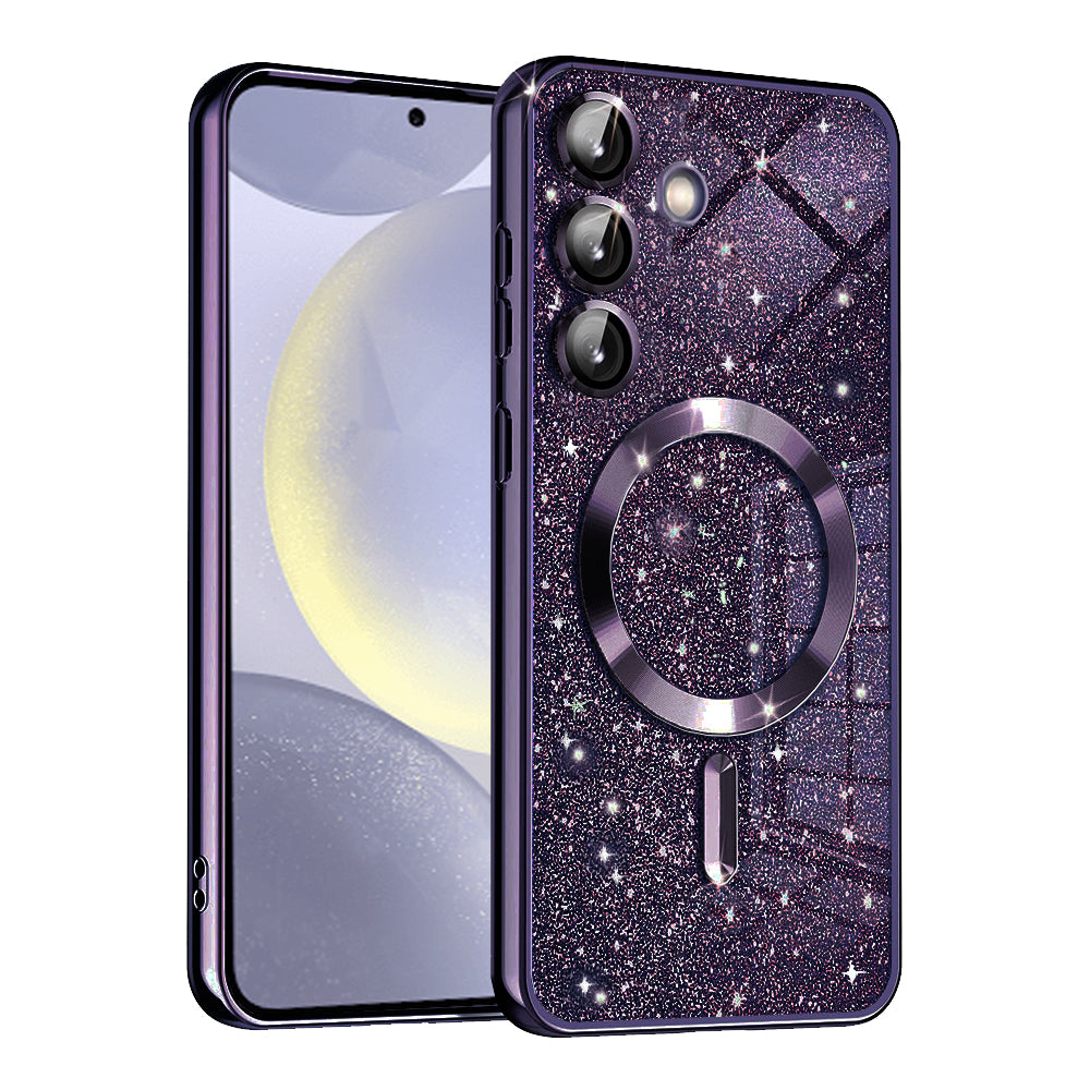 Husa de protectie Techsuit Luxury Glitter MagSafe compatibil cu Samsung Galaxy S24 Plus, Mov