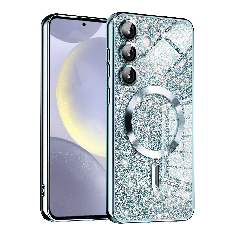 Husa de protectie Techsuit Luxury Glitter MagSafe compatibil cu Samsung Galaxy S24 Plus, Albastru