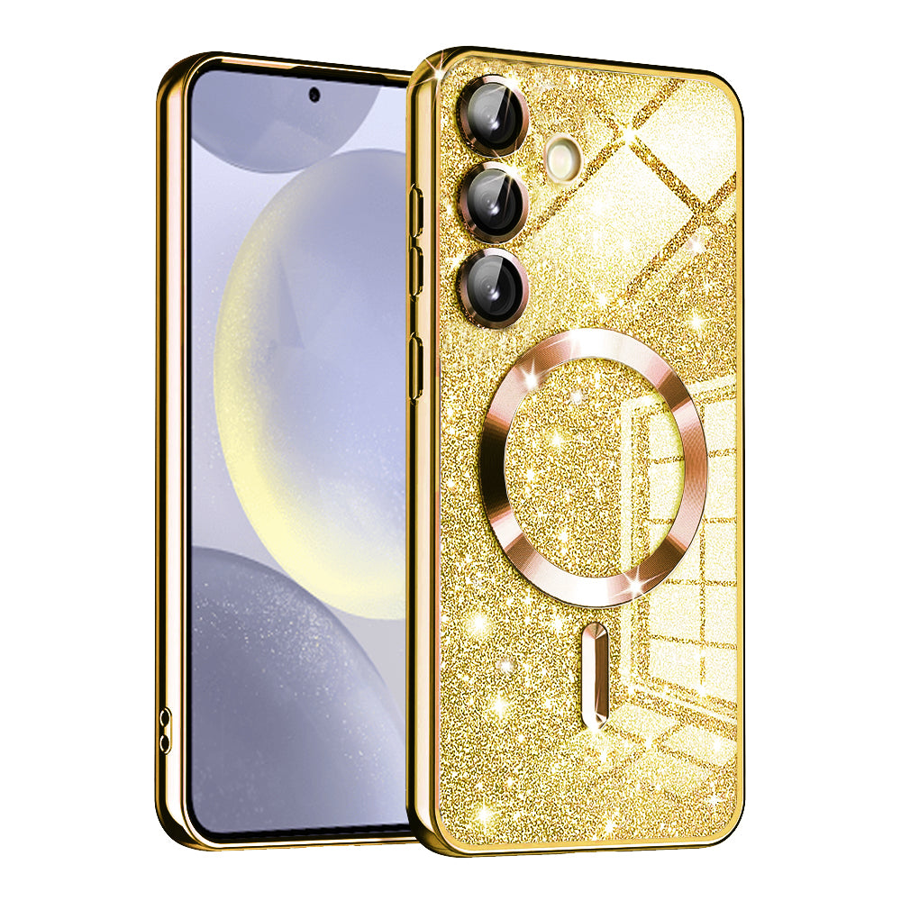 Husa de protectie Techsuit Luxury Glitter MagSafe compatibil cu Samsung Galaxy S24 Plus, Auriu