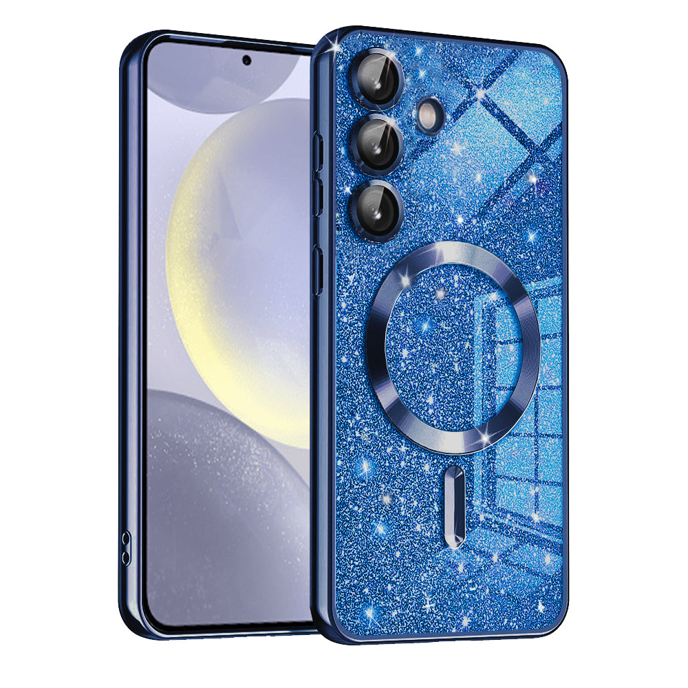 Husa de protectie Techsuit Luxury Glitter MagSafe compatibil cu Samsung Galaxy S24 Plus, Albastru