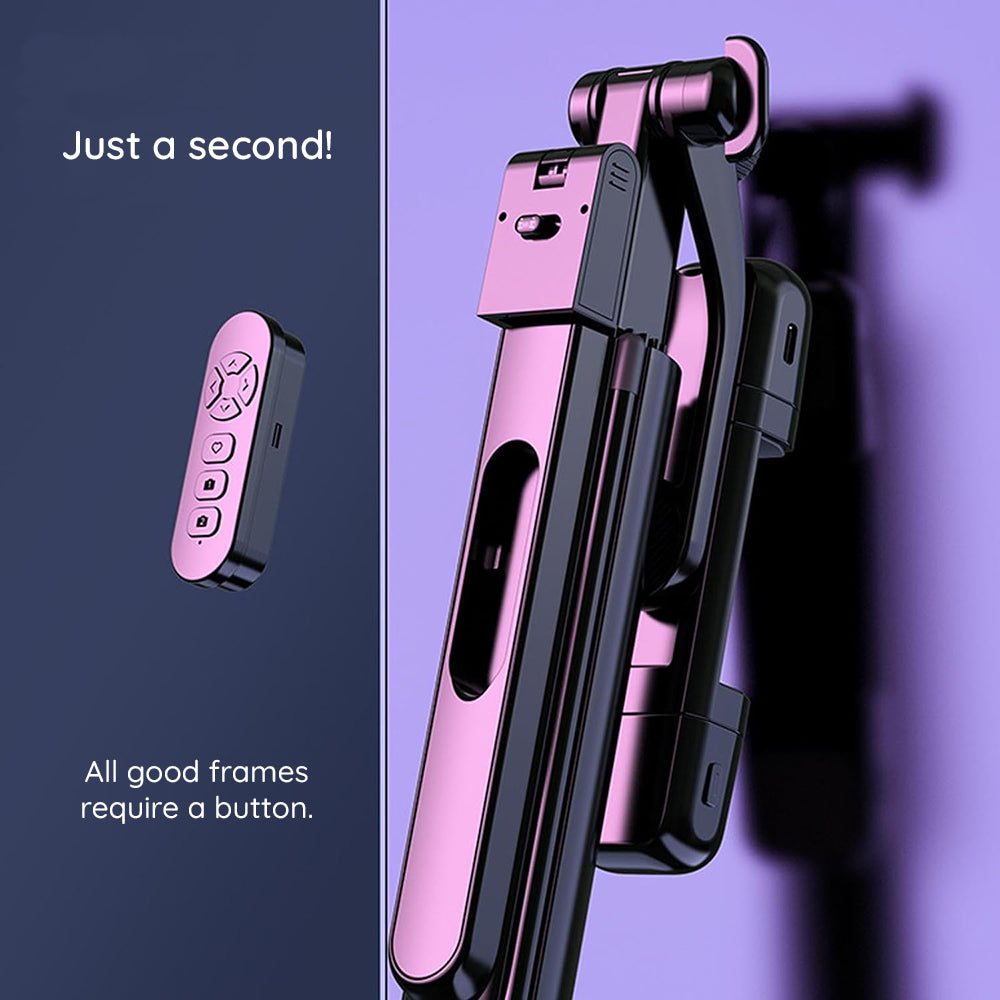 Techsuit - Selfie Stick (K30S) - Compact Tripod Mount, Bluetooth Remote Control, Double LED Light, Foldable, 167cm - Bla