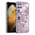 Husa de protectie Techsuit Luxury Glitter MagSafe compatibil cu Samsung Galaxy S21 Ultra 5G, Mov deschis