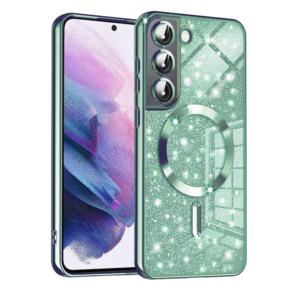 Husa de protectie Techsuit Luxury Glitter MagSafe compatibil cu Samsung Galaxy S22 5G, Verde deschis