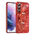 Husa de protectie Techsuit Luxury Glitter MagSafe compatibil cu Samsung Galaxy S22 5G, Roșu