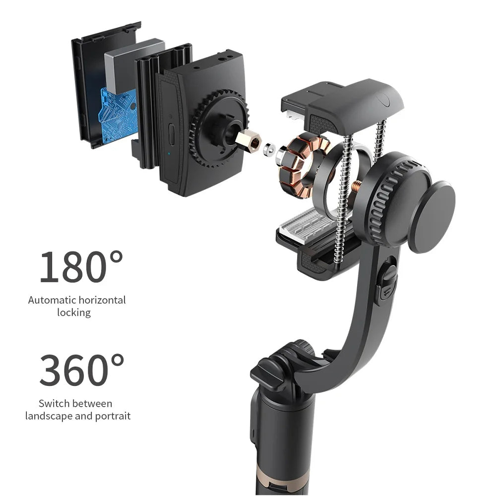 Techsuit - Selfie Stick (Q08) - Anti-Shake Tripod with Bluetooth Remote Control, 360 Rotation, Aluminium Alloy, 75cm - B