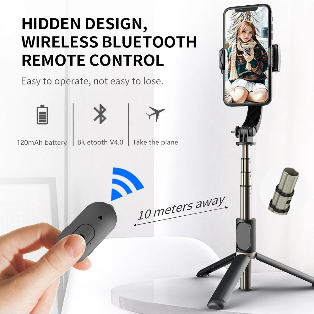 Techsuit - Selfie Stick (Q08) - Anti-Shake Tripod with Bluetooth Remote Control, 360 Rotation, Aluminium Alloy, 75cm - B