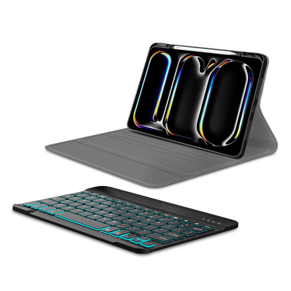 Techsuit - CozyTab Case (with Pencil Holder/RGB Wireless Magnetic Keyboard) - iPad Pro 11 (2024) / iPad Pro 11 (2025) - 